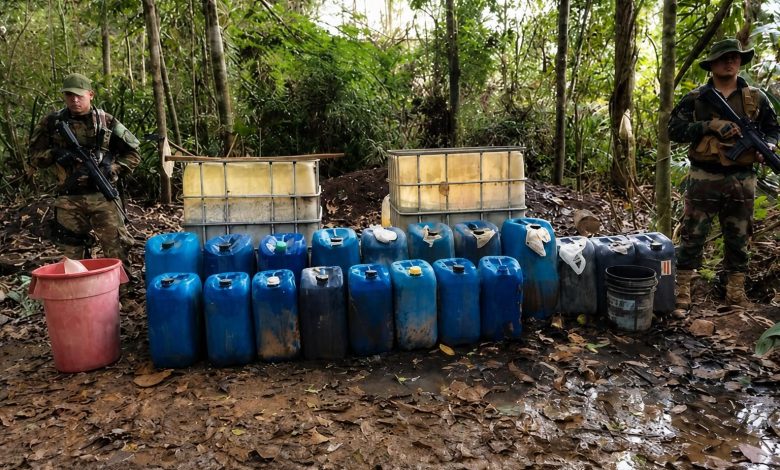 PNP destruyó seis laboratorios clandestinos de droga en Ayacucho y Madre de Dios