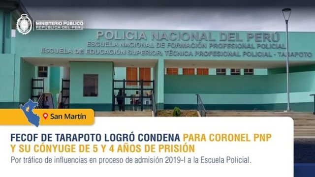 FECOF de Tarapoto logró condena para coronel PNP y su cónyuge de 5 y 4 años de prisión