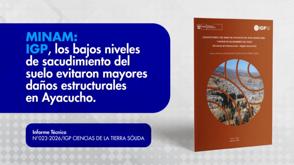 MINAM: IGP informa que profundidad y ubicación del sismo en Ayacucho evitó mayores daños estructurales