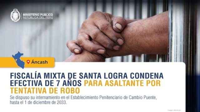 Fiscalía Mixta de Santa logra condena efectiva de 7 años para asaltante por tentativa de robo