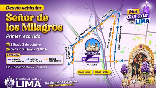 Señor de los Milagros: Municipalidad de Lima establece desvíos y restricciones por recorridos