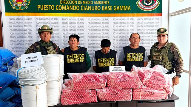 PNP incauta más de 1500 explosivos e insumos destinados a la minería ilegal en Pataz