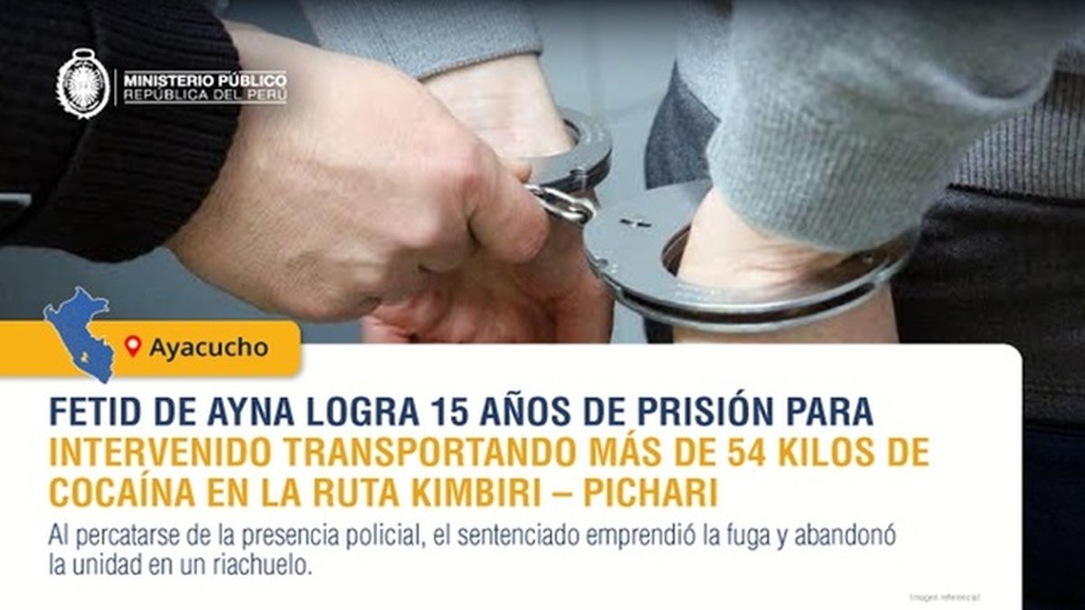 Ayacucho: FETID de Ayna logra 15 años de prisión para intervenido transportando más de 54 kilos de cocaína en la ruta Kimbiri – Pichari