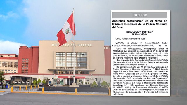 Mininter fortalece capacidad institucional de la PNP con reasignación de oficiales generales por necesidad del servicio
